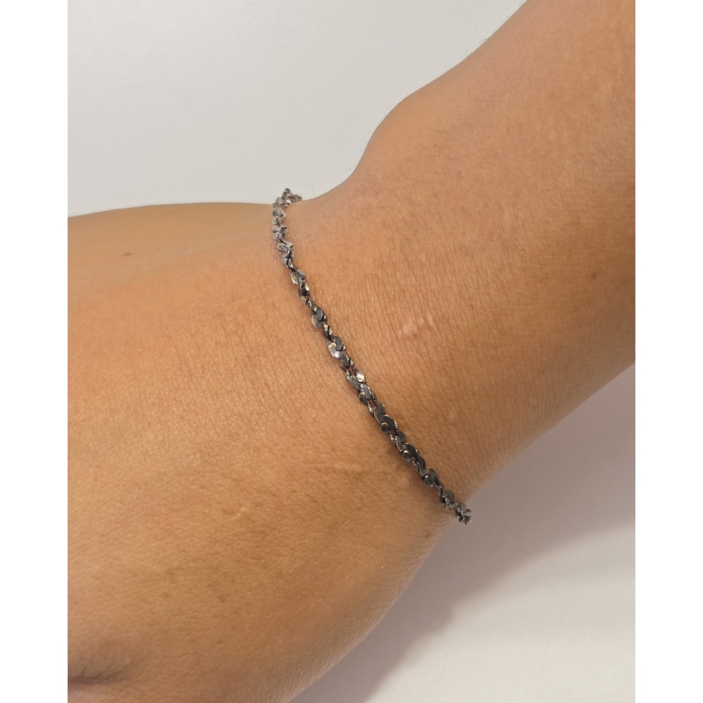 Vintage Oxidized Sterling Silver Twisted Link Chain Bracelet 925 7"